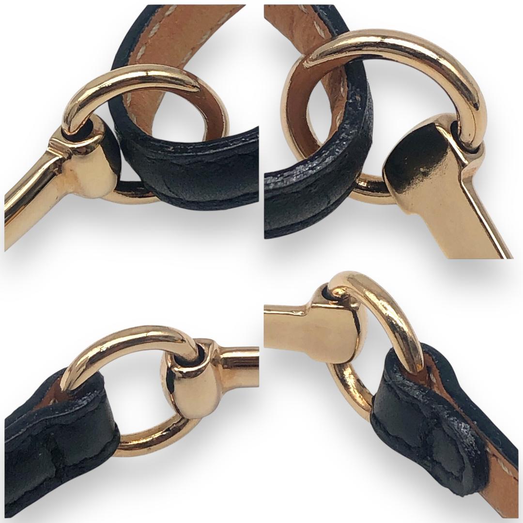 【美品】GUCCI グッチ ホースビット 細ベルト ゴールド ブラック レザー