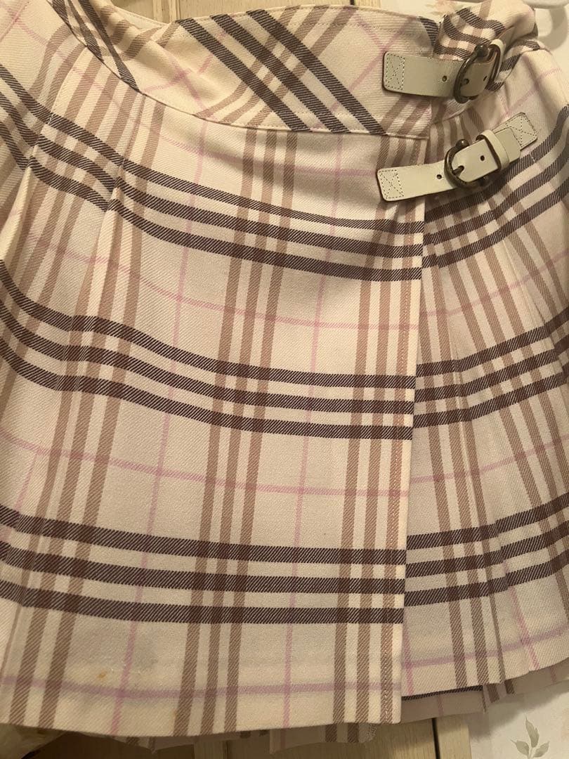 バーバリー　ロンドン　ブルーラベルチェック柄ミニ丈プリーツスカート　美品