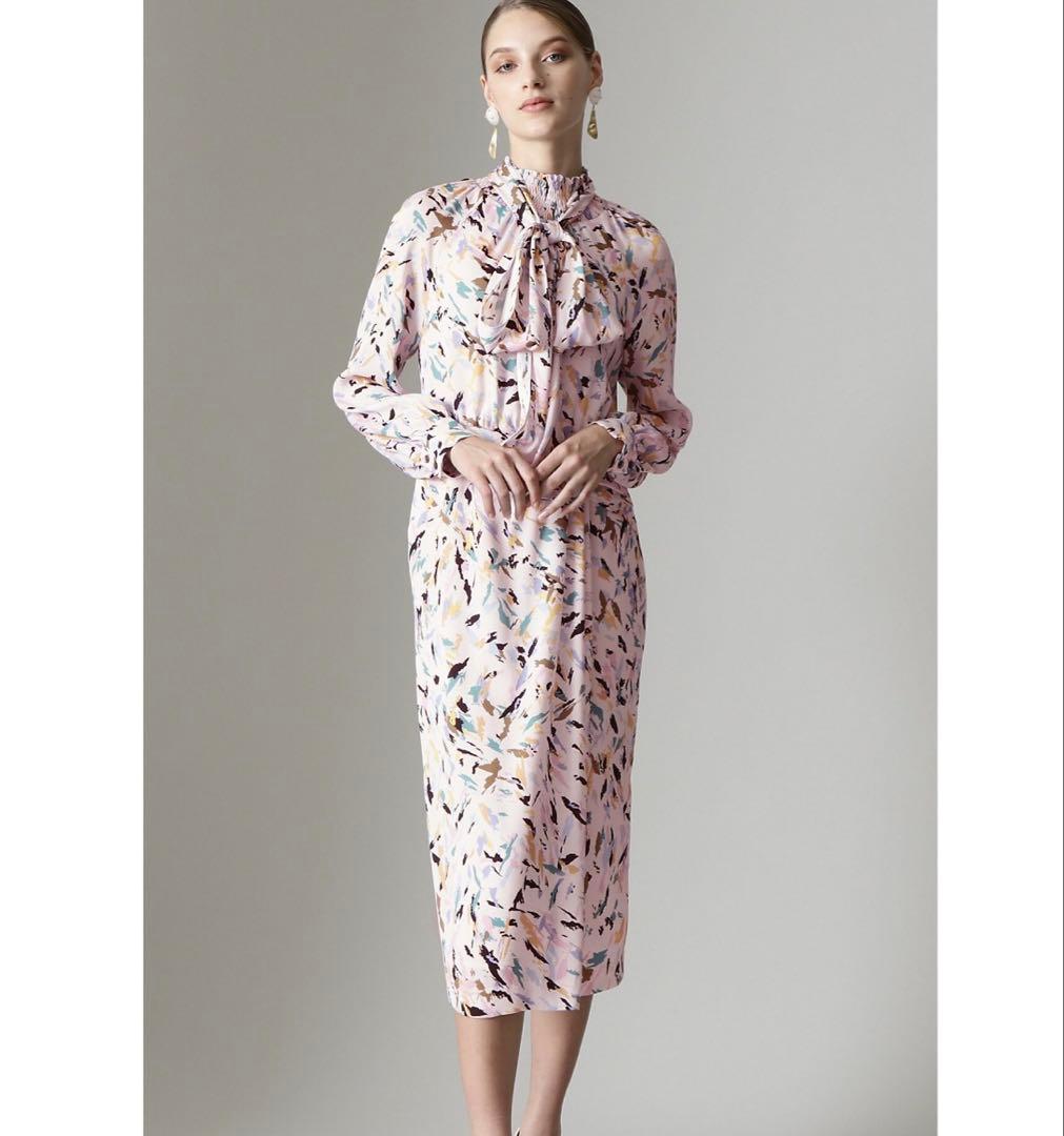 未使用級　ピンク　PINKY&DIANNE ブラッシュプリントワンピース