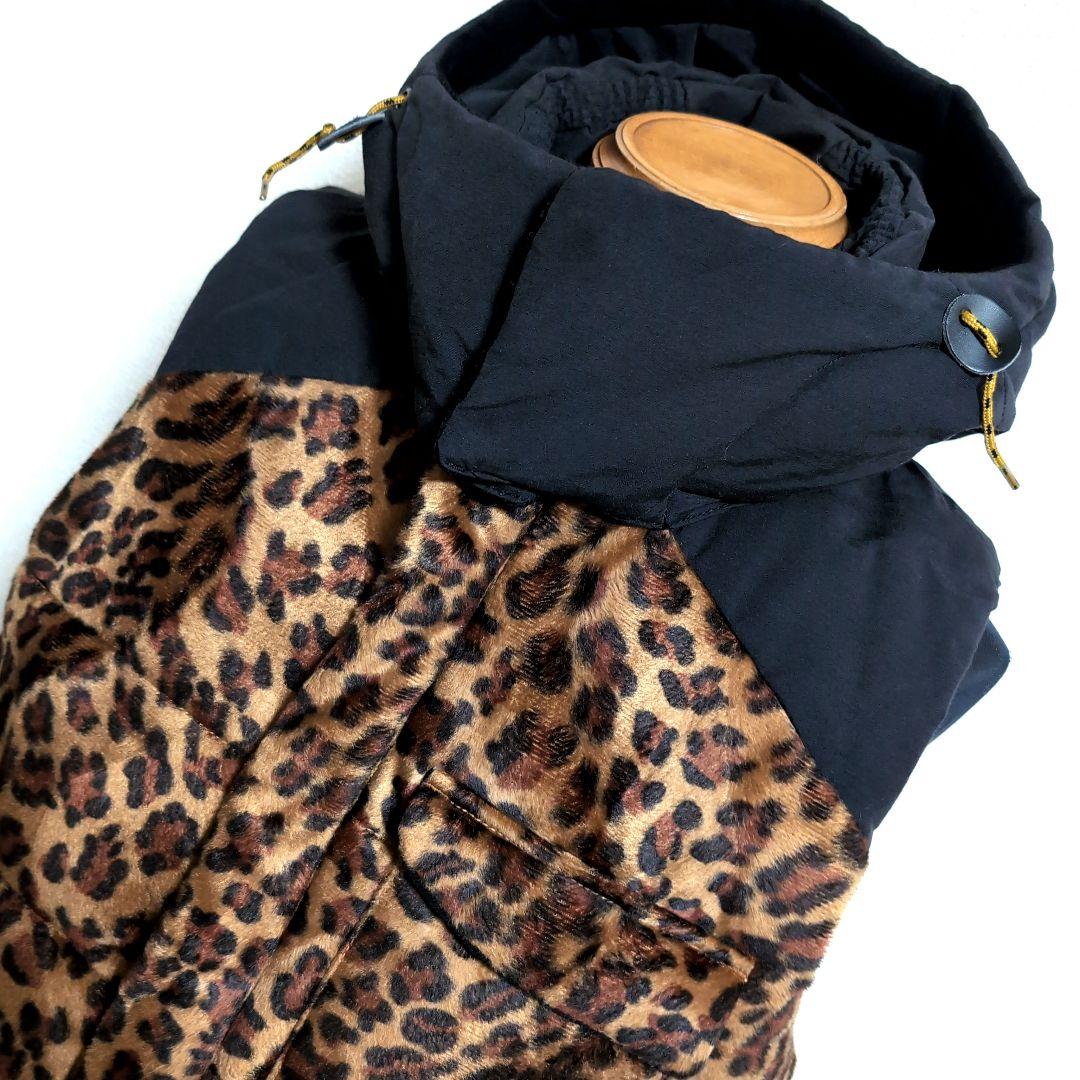 en6 RAGEBLUE ヒョウ柄 レオパードパーカー ダウンベスト メンズL