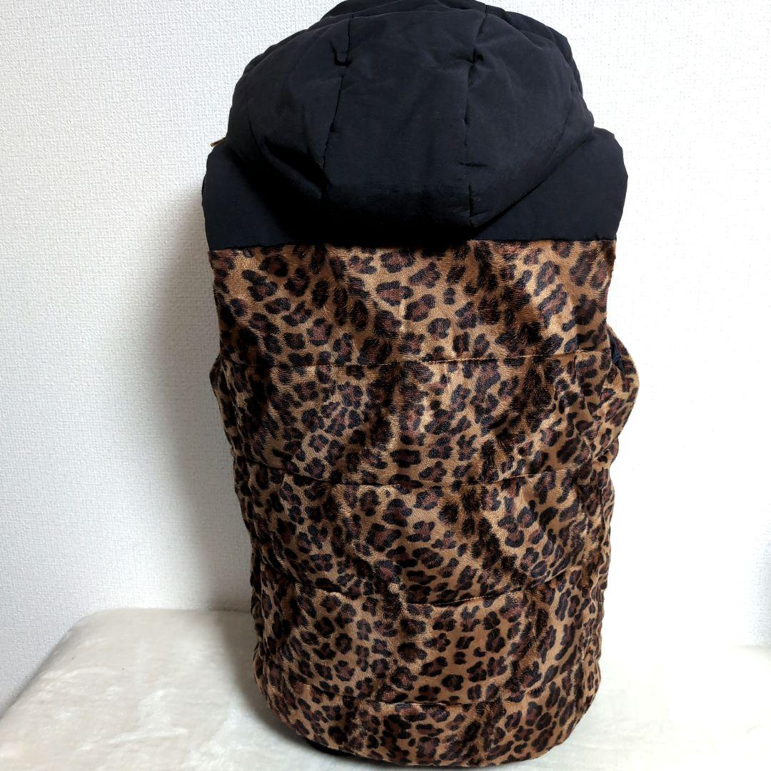 en6 RAGEBLUE ヒョウ柄 レオパードパーカー ダウンベスト メンズL