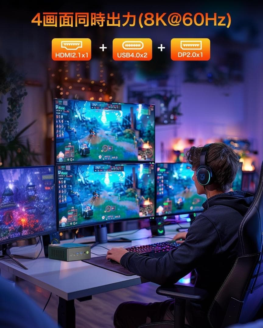 ミニPC Ryzen7 8845HS 64GB DDR5 1TB SSD