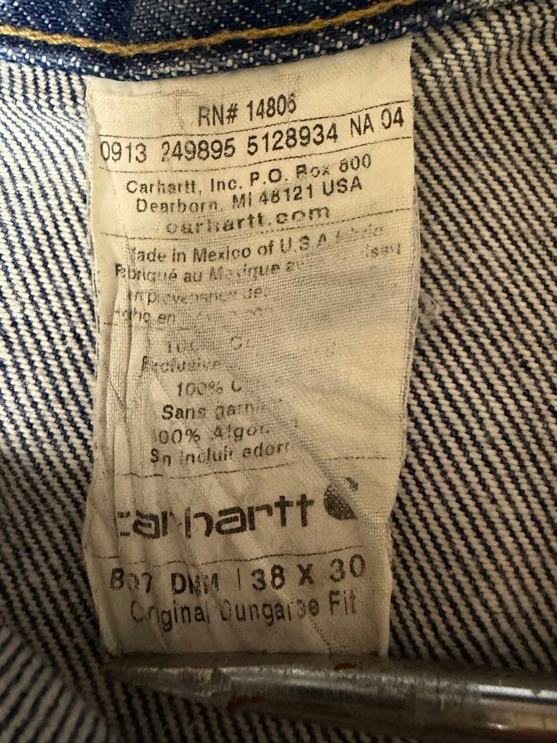 W38xL30 カーハート デニムペインターパンツ ダブルニー メキシコ製 ⑤