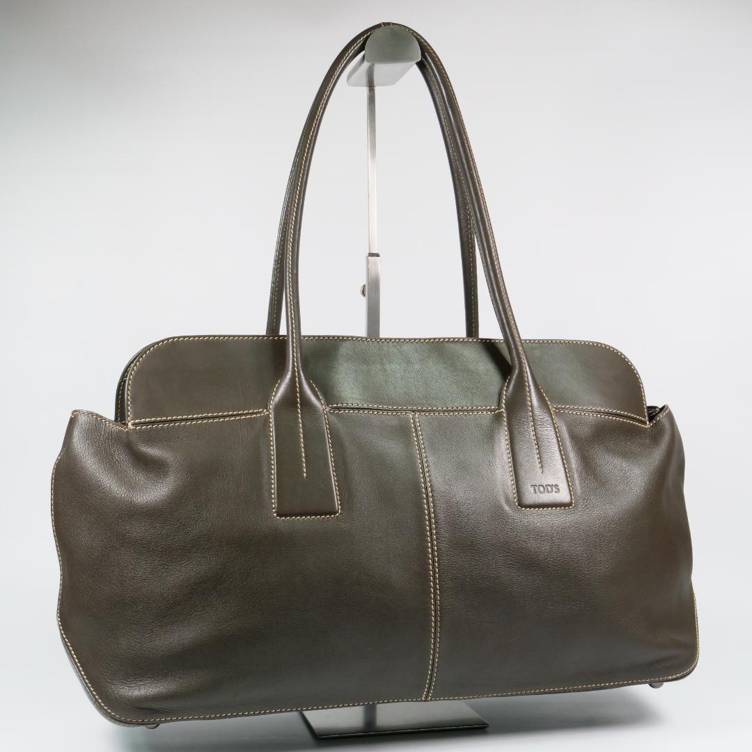 美品✨トッズ トートバッグ ショルダーバッグ レザー ダークブラウン