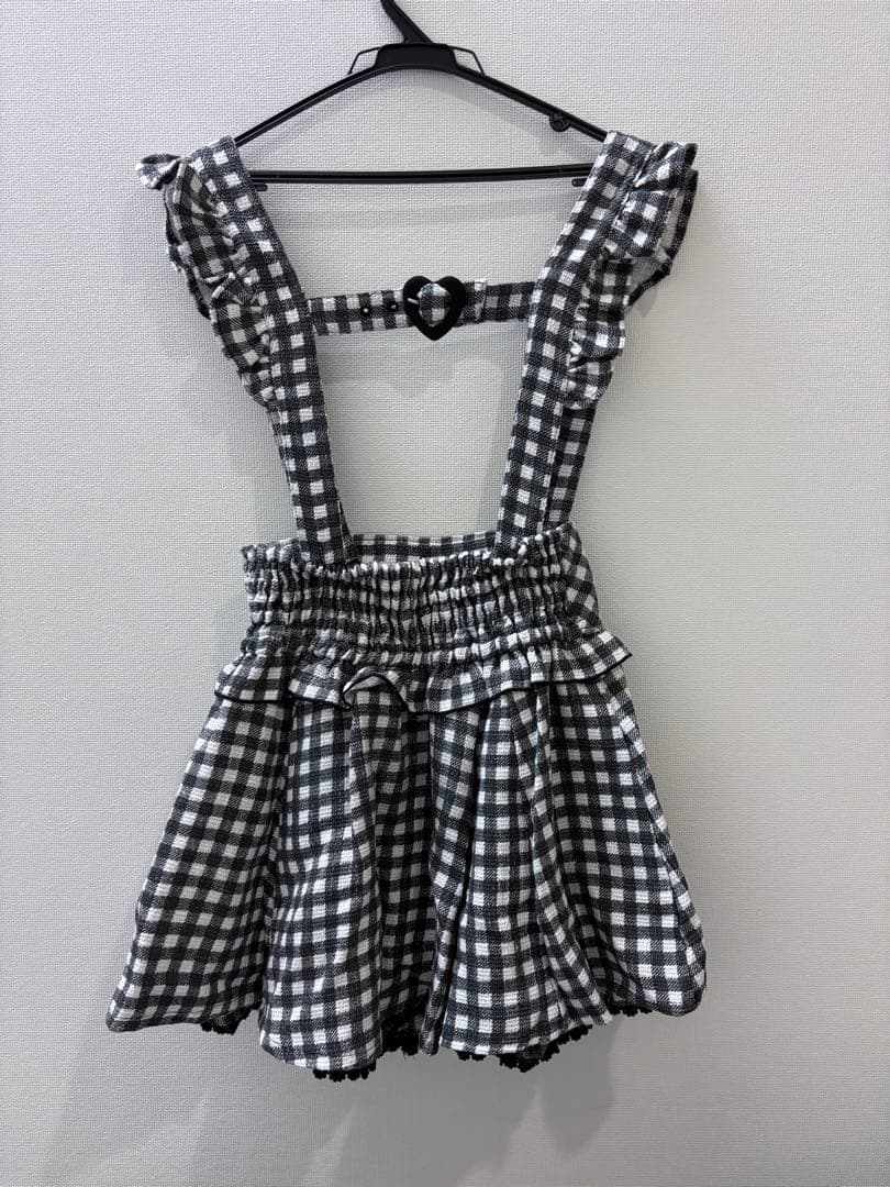 LIZLISA ギンガムチェックサスペンダー付きスカパン