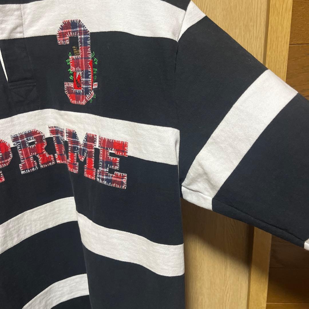 早く売りたいので安くします美品Supreme ラガ シャツL黒/白 ストライプ