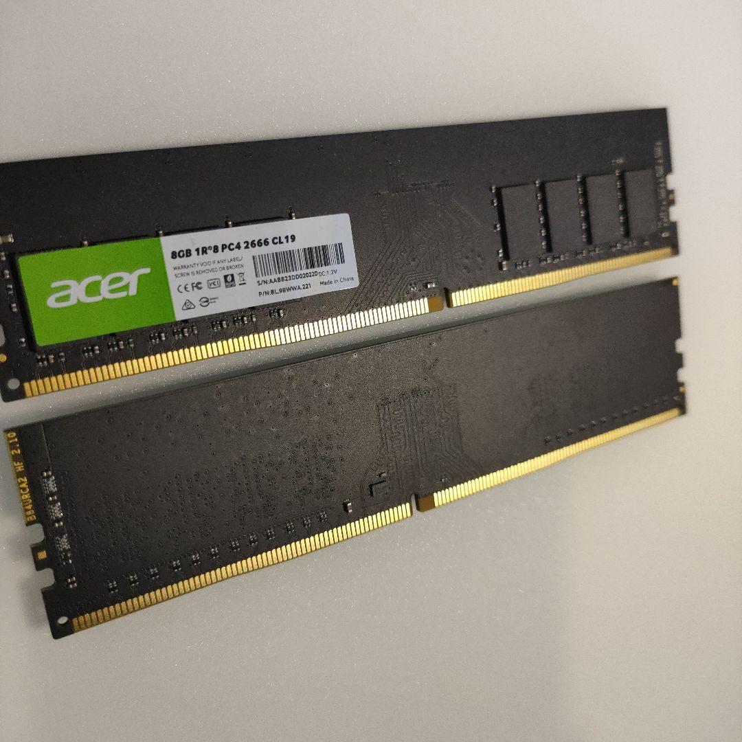 Acer 16GB DDR4 メモリ PC4-2666 CL19 2枚　新品