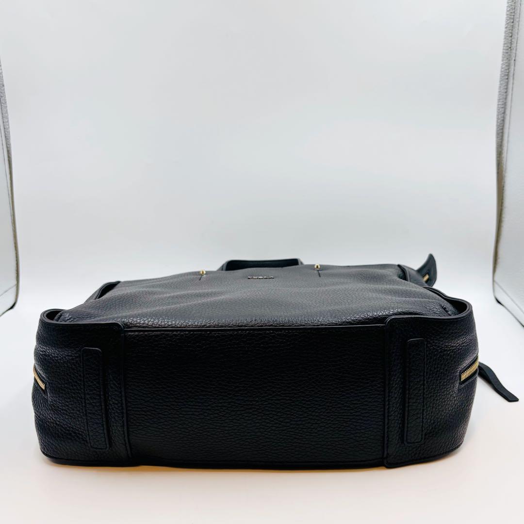 【極美品】フルラ ビジネスバッグ レザー 2way ゴールド金具 A4 ブラック