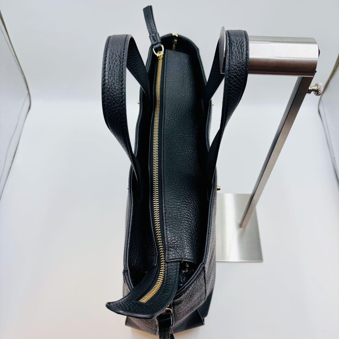 【極美品】フルラ ビジネスバッグ レザー 2way ゴールド金具 A4 ブラック