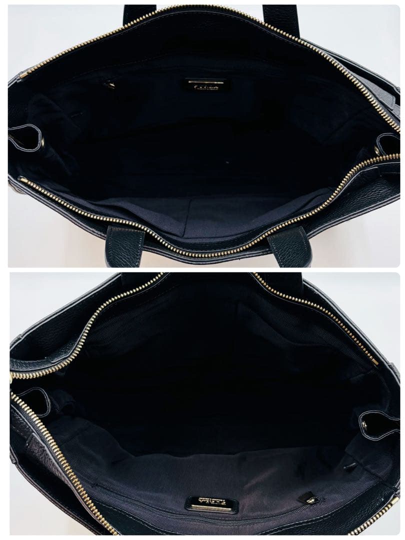 【極美品】フルラ ビジネスバッグ レザー 2way ゴールド金具 A4 ブラック