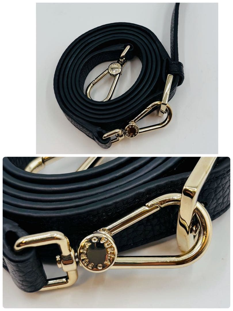 【極美品】フルラ ビジネスバッグ レザー 2way ゴールド金具 A4 ブラック