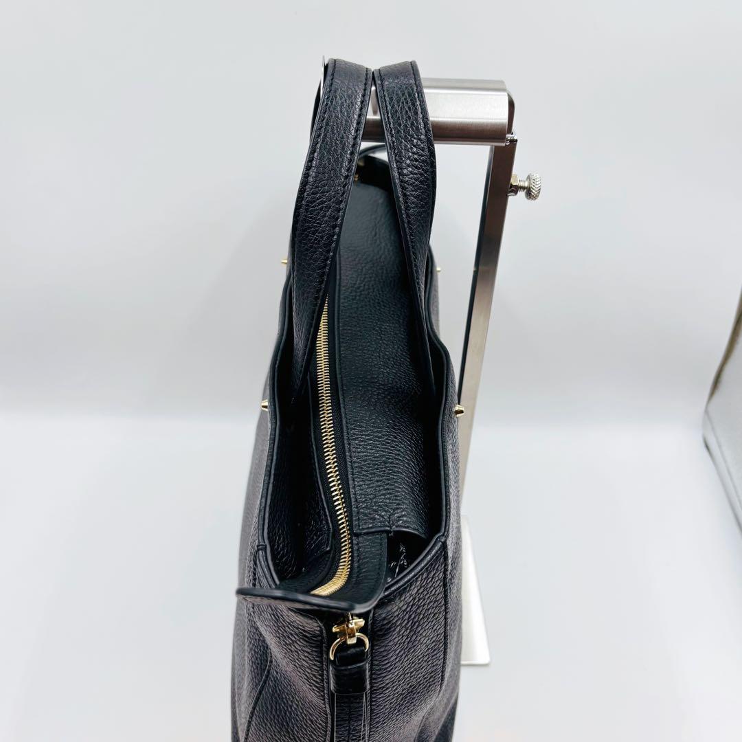 【極美品】フルラ ビジネスバッグ レザー 2way ゴールド金具 A4 ブラック