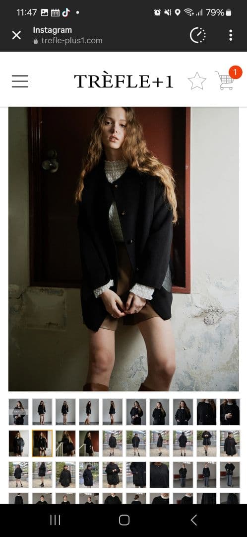 トレフルプラスワン　ダブルフェイスウールコート　ブラック