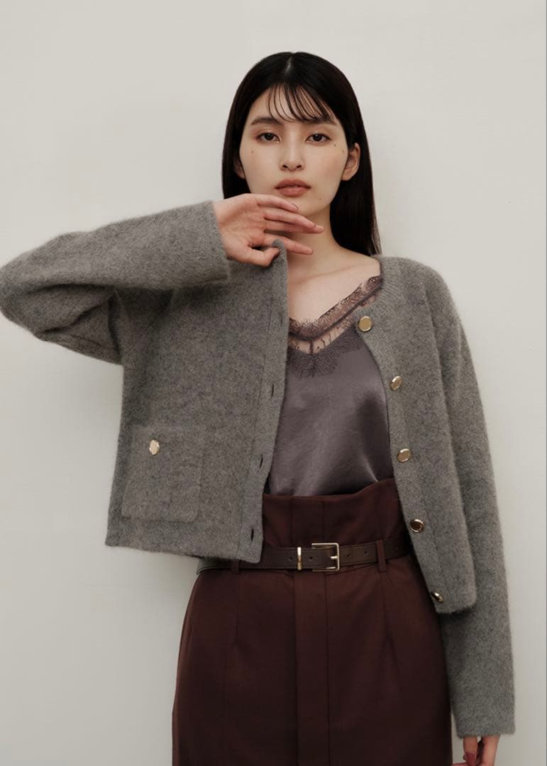 fray id フォックスウールニットジャケット