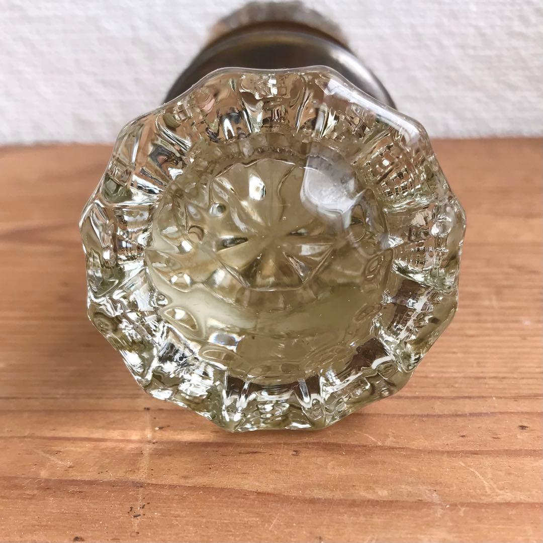 アンティークガラスドアノブ アメリカ 取手 ビンテージノブ ラッチ付き