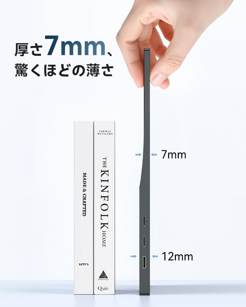 モバイルモニター 15.6インチ モバイルディスプレイ 自立型 薄型 軽量