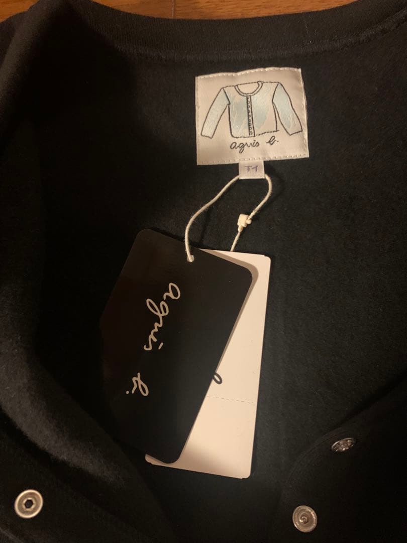 agnes b. アニエスベー　カーディガン　黒　裏起毛　サイズT1