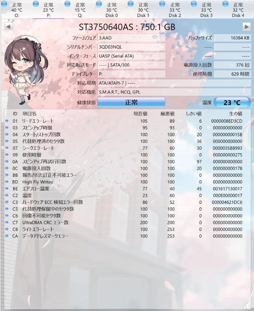 HDD11台（1TB未満/合計7TB/CDI正常のみ）です