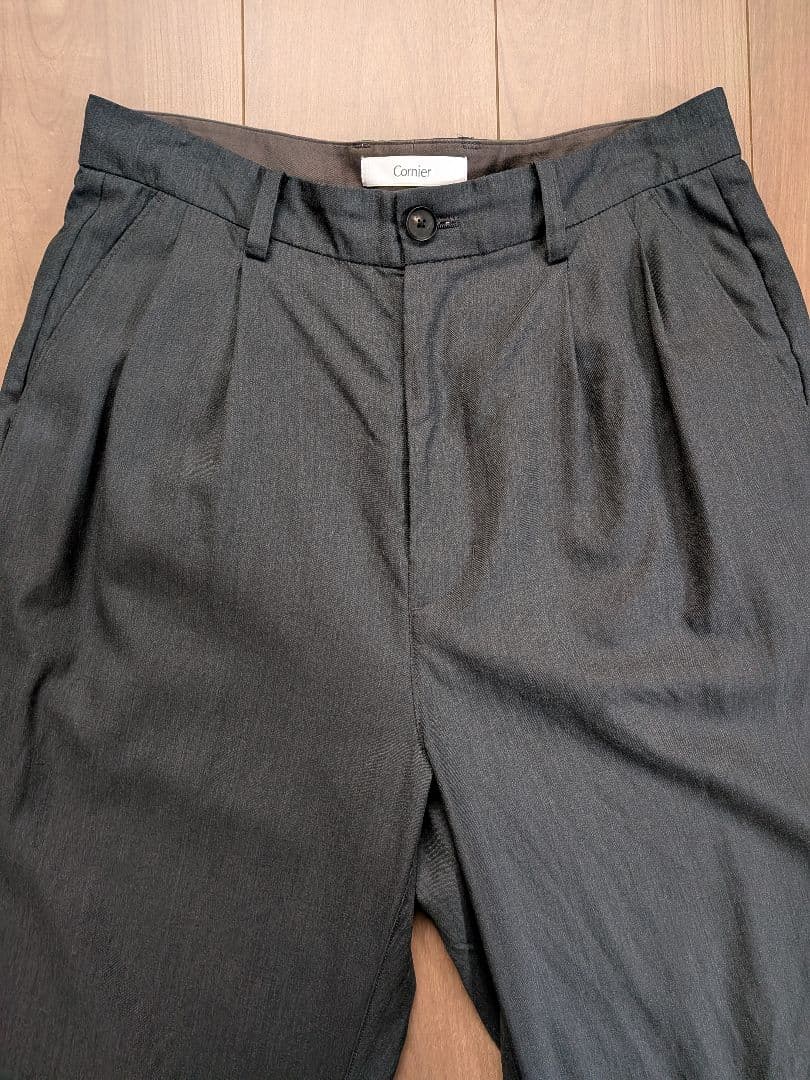 パンツ Cornier Super130'sWORSTEDWOOL WIDE PANTS