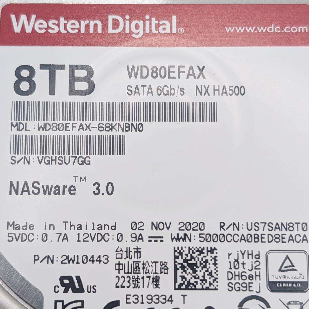 ウエスタンデジタル WD80EFAX 8TB 内蔵型ハードディスクドライブ