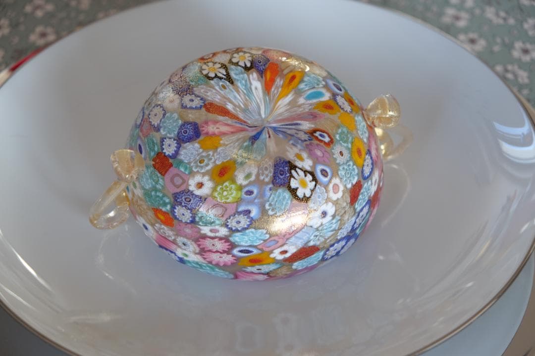 吹きガラス ミルフィオリ 検/プレート/民藝/ワイングラス/舩木倭帆/江波冨士子