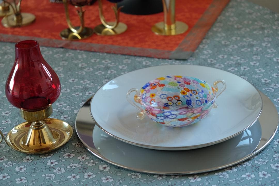 吹きガラス ミルフィオリ 検/プレート/民藝/ワイングラス/舩木倭帆/江波冨士子