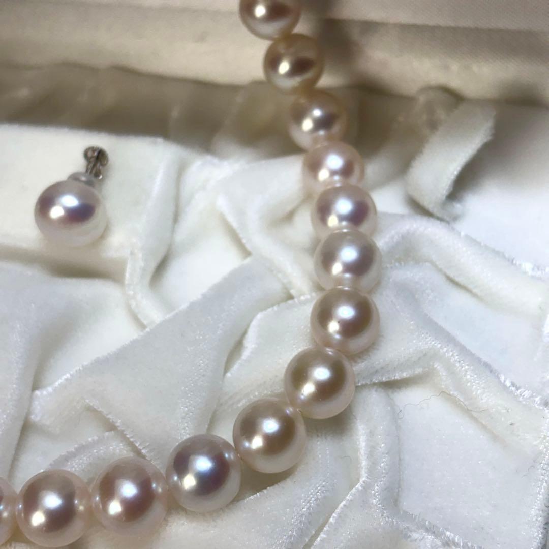 極美品✨超大珠　パール　ネックレス　イヤリング　セット　SILVER刻印　本真珠