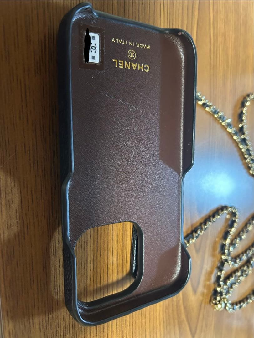 CHANEL iPhone14用ケース ブラック キャビアスキン