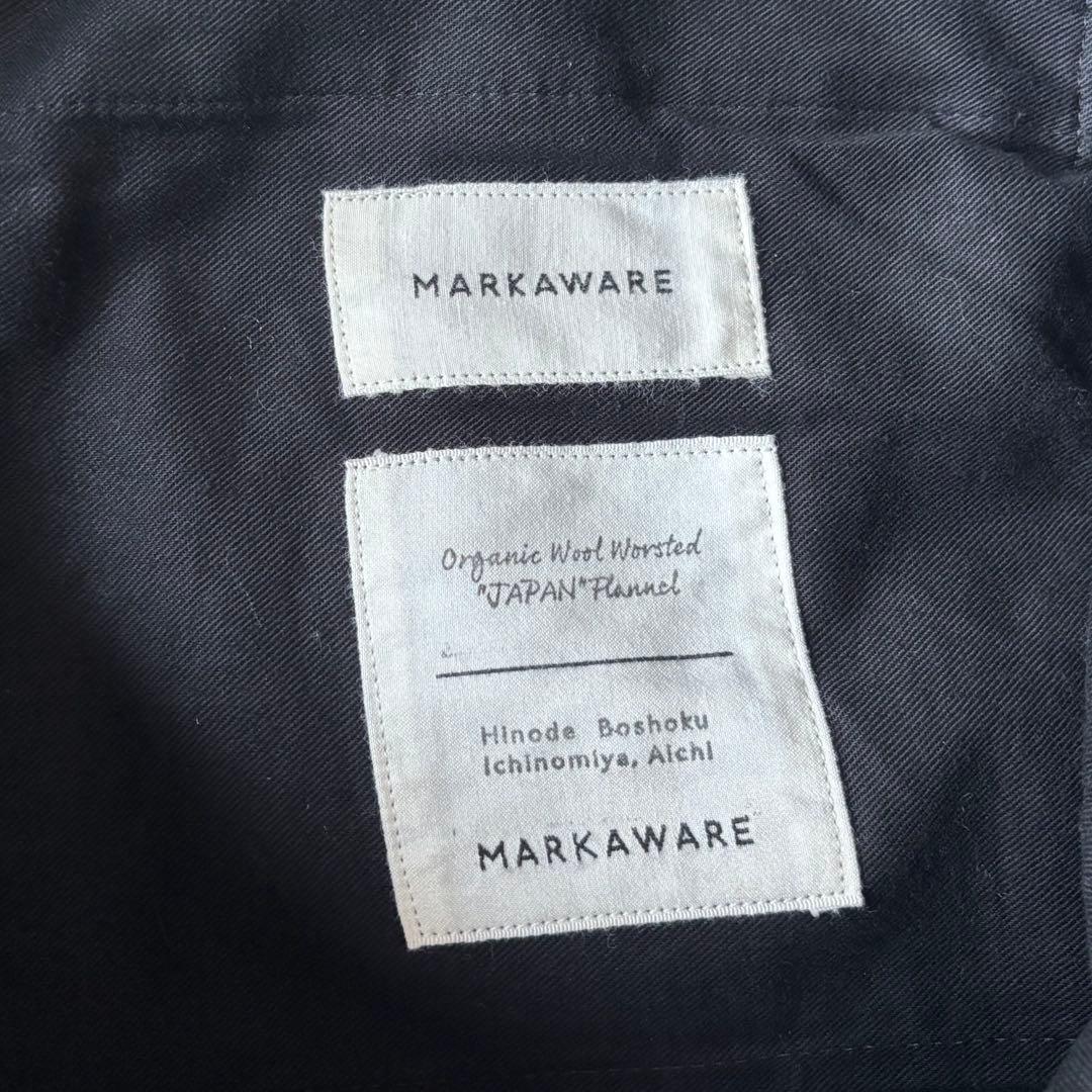 マーカウェア　FRONT PLEATS PEGTOP ウール フランネル　黒