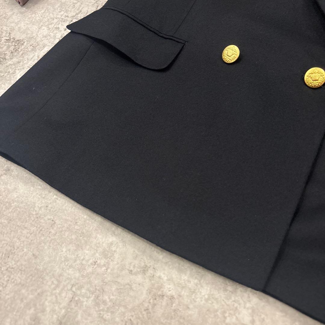 【美品】✨上質イタリア製　黒　ダブルブレストジャケット　金ボタン　M【A5】