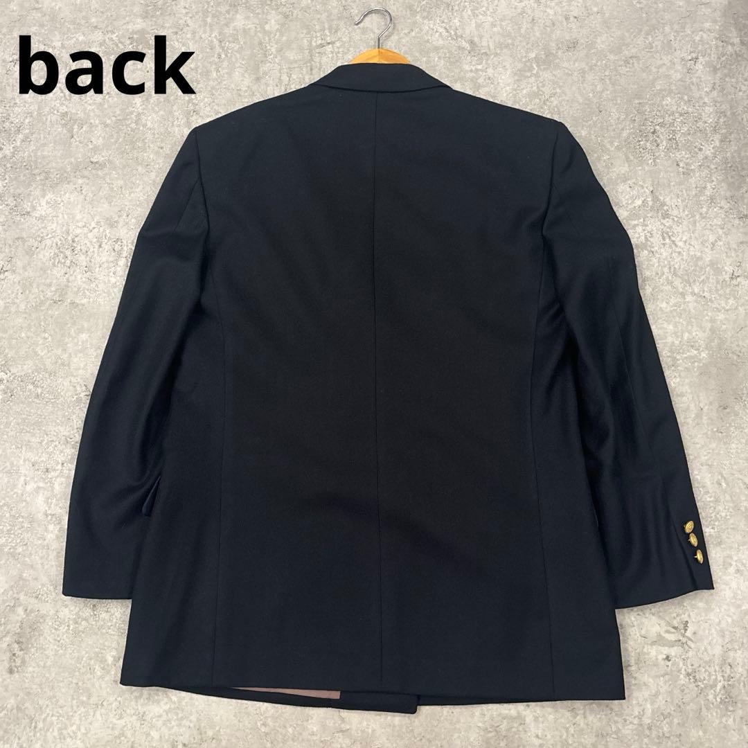 【美品】✨上質イタリア製　黒　ダブルブレストジャケット　金ボタン　M【A5】