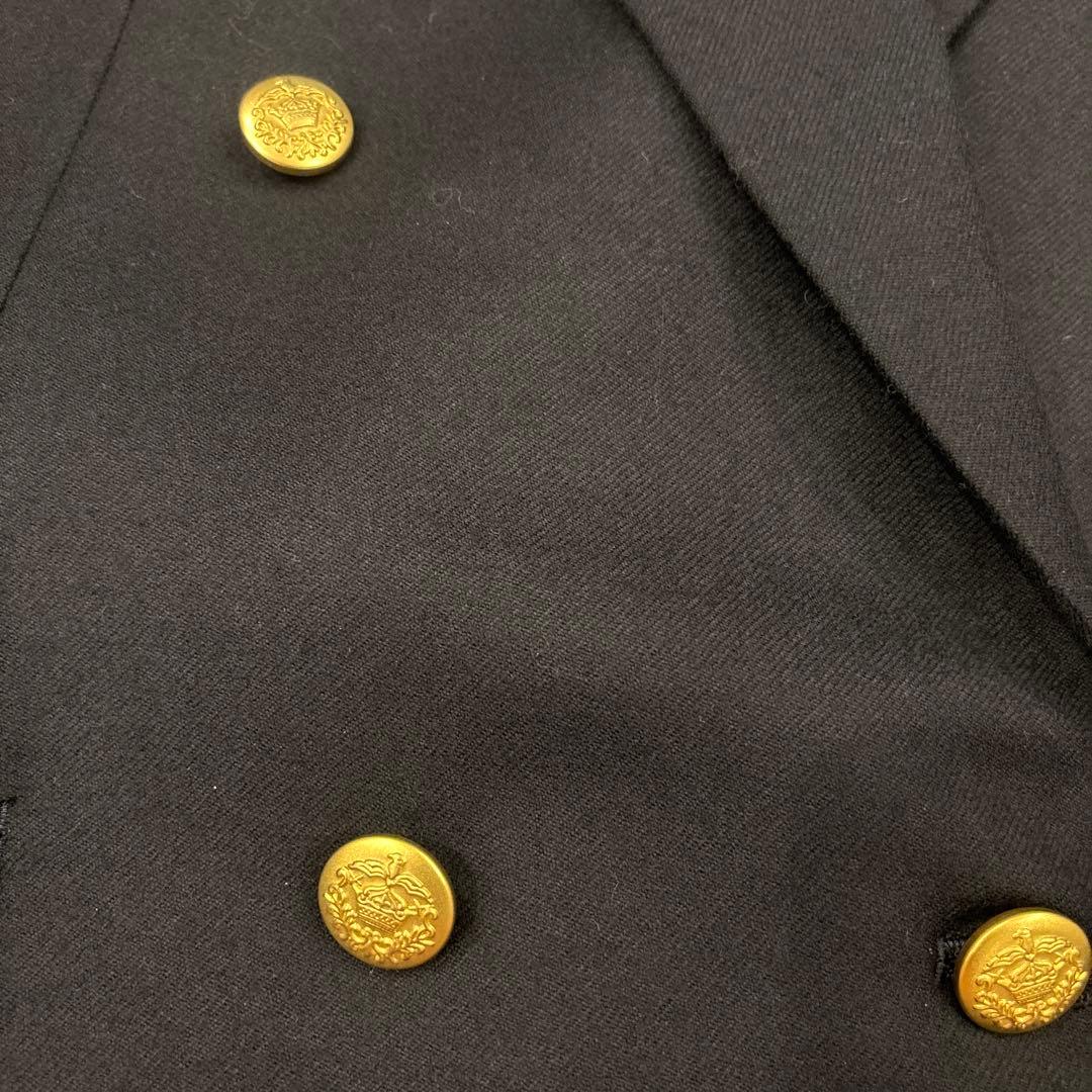 【美品】✨上質イタリア製　黒　ダブルブレストジャケット　金ボタン　M【A5】