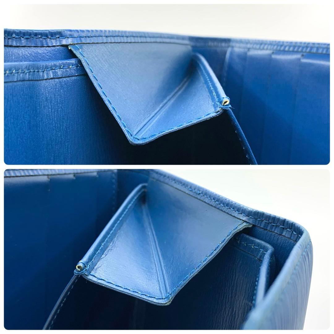 ルイヴィトン 長財布 インターナショナル エピ 三つ折り財布 ブルー 青 レザー