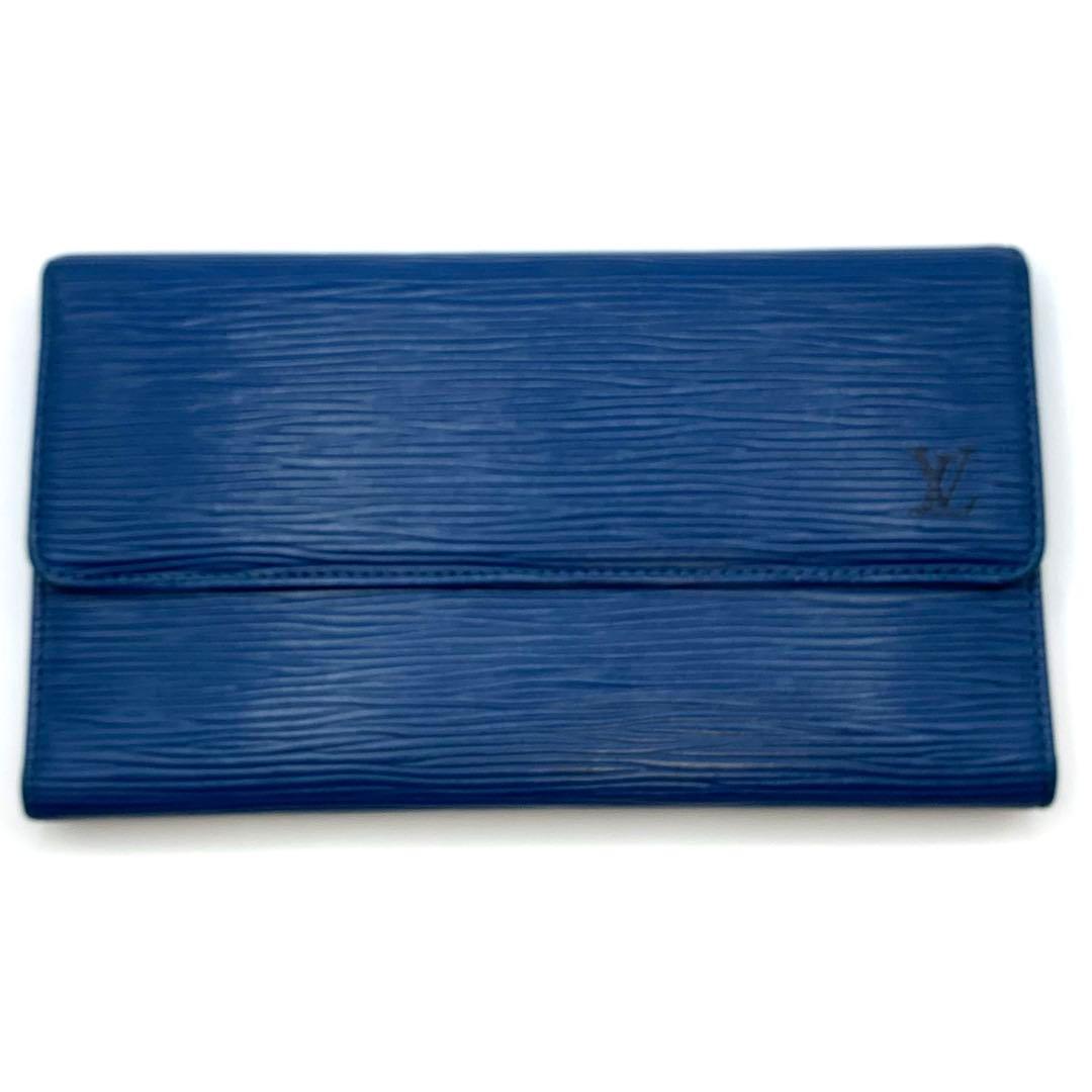 ルイヴィトン 長財布 インターナショナル エピ 三つ折り財布 ブルー 青 レザー
