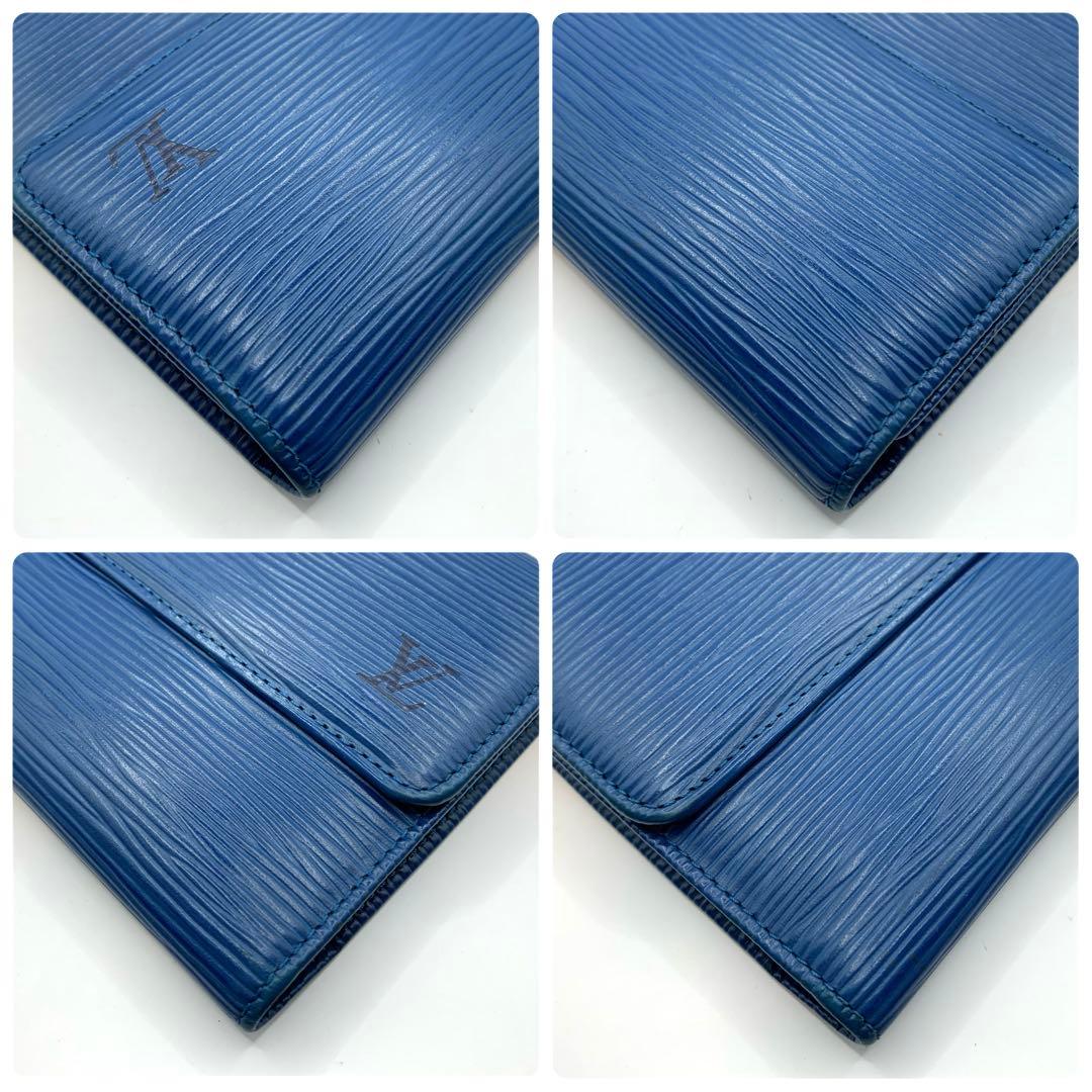 ルイヴィトン 長財布 インターナショナル エピ 三つ折り財布 ブルー 青 レザー