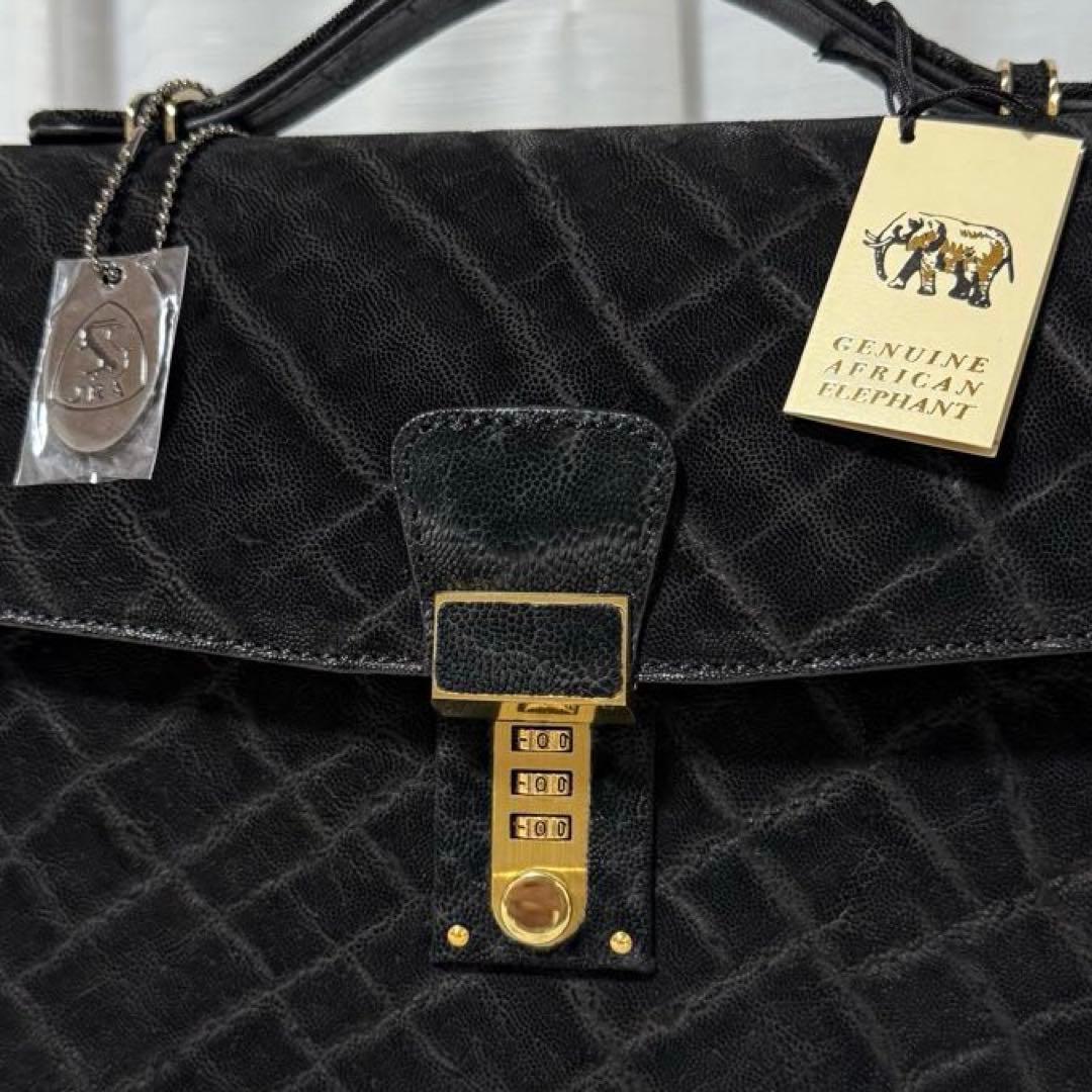 ⭐️新品⭐️　JRA　エレファントレザー　ハンドバッグ　ダイヤル錠　ブラック　象革