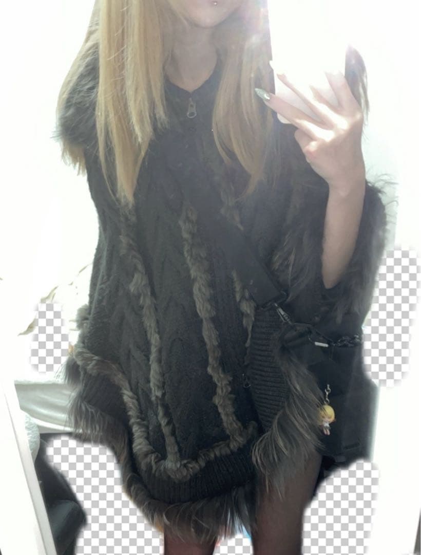 森ガール ファー付きポンチョ fairygrunge