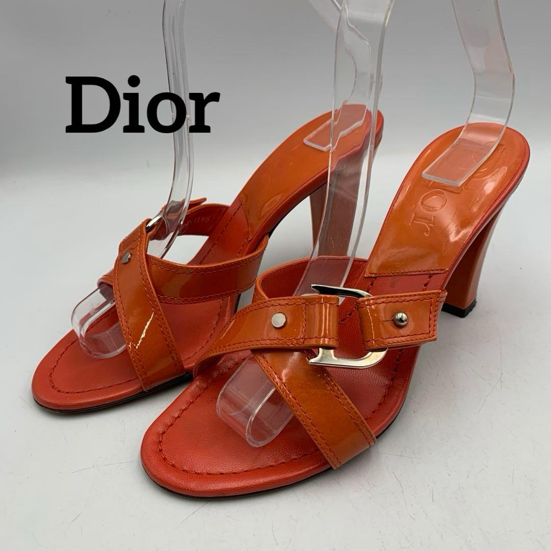 V955 ディオール サンダル 37 約23.5cm オレンジ