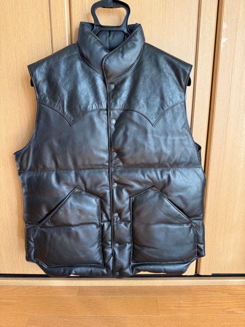 海坊主　レインボーカントリー　レザーダウンベスト黒　　　サイズXL