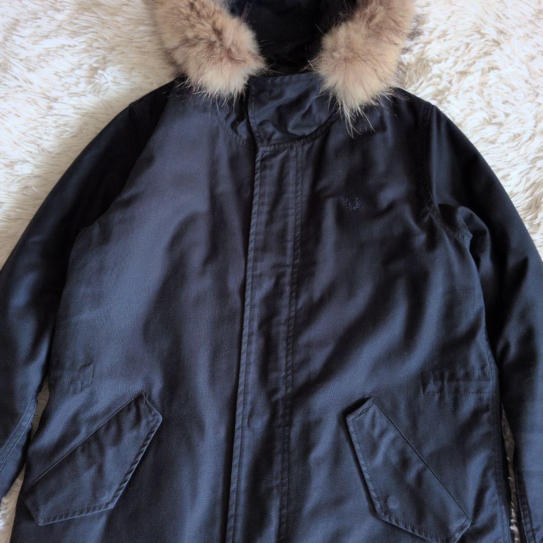 フレッドペリーモッズコートMネイビー　 月桂樹ロゴ　ロングコート