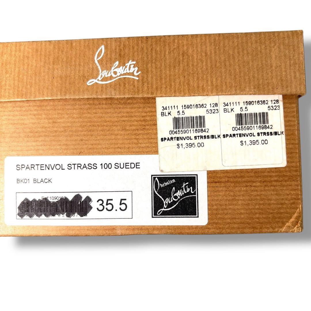 【極美品】クリスチャンルブタン　ビジュー　サンダル　パンプス　黒　スエード