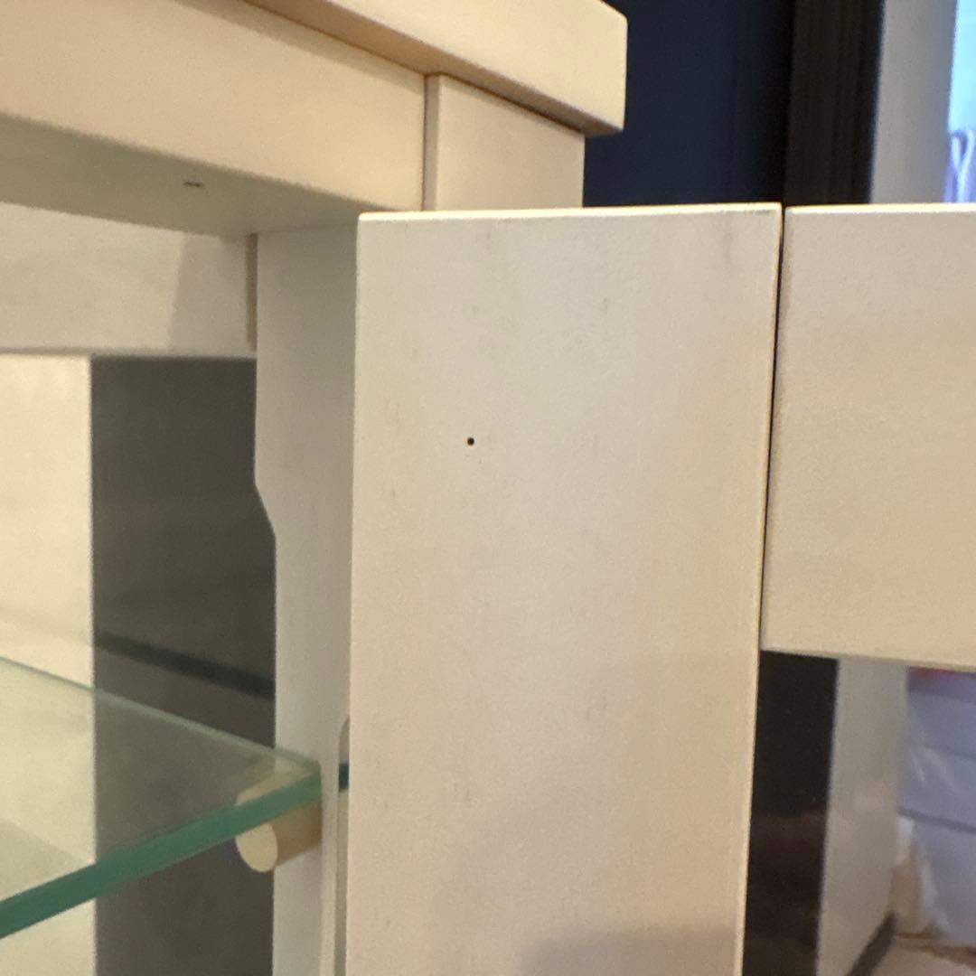 ホワイト ガラスケース 6段棚 引き戸