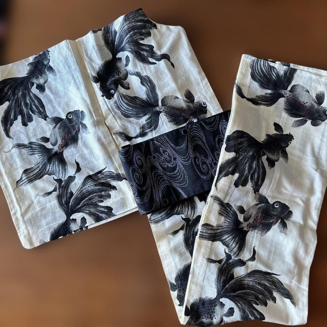 うらん岡重　金魚浴衣　背面居敷当て付き仕立て　レース三重紐付き