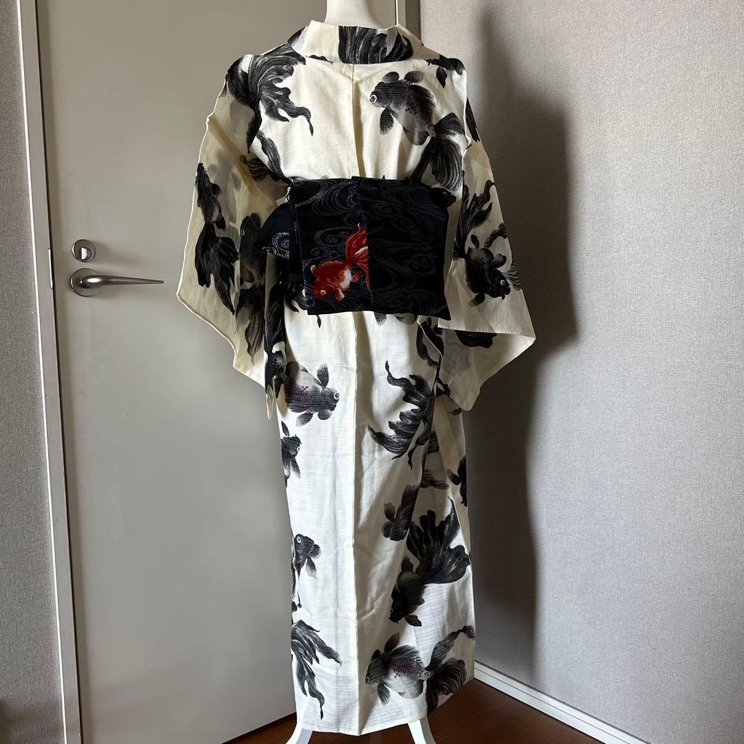 うらん岡重　金魚浴衣　背面居敷当て付き仕立て　レース三重紐付き