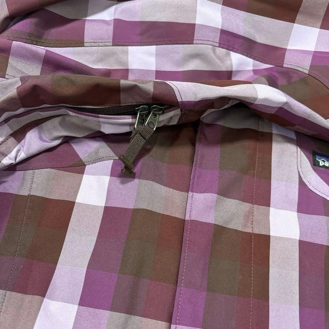 Patagonia フード付きジャケット 紫茶チェック　マウンテンパーカー