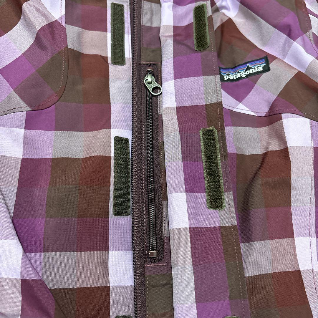 Patagonia フード付きジャケット 紫茶チェック　マウンテンパーカー