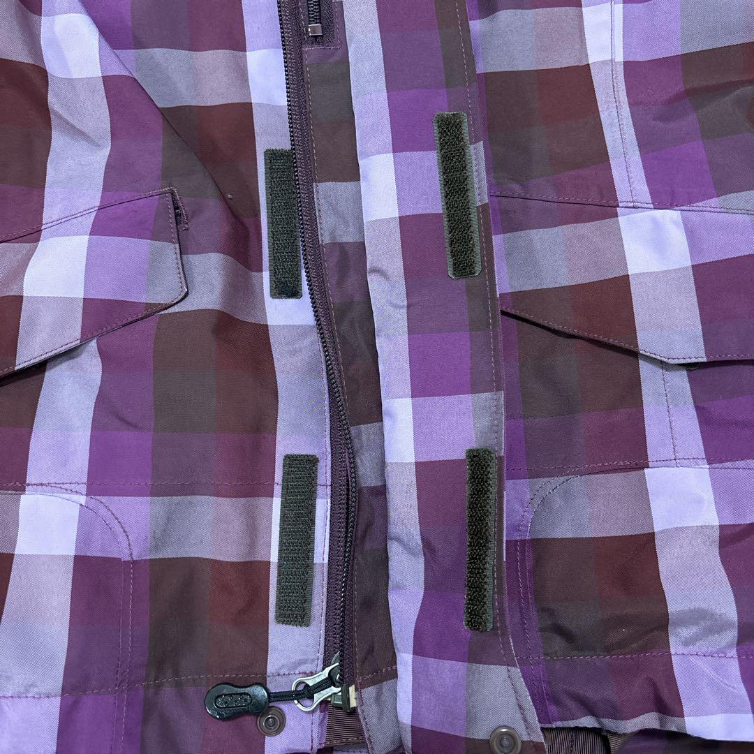 Patagonia フード付きジャケット 紫茶チェック　マウンテンパーカー