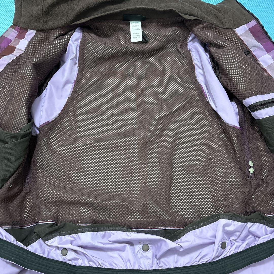 Patagonia フード付きジャケット 紫茶チェック　マウンテンパーカー