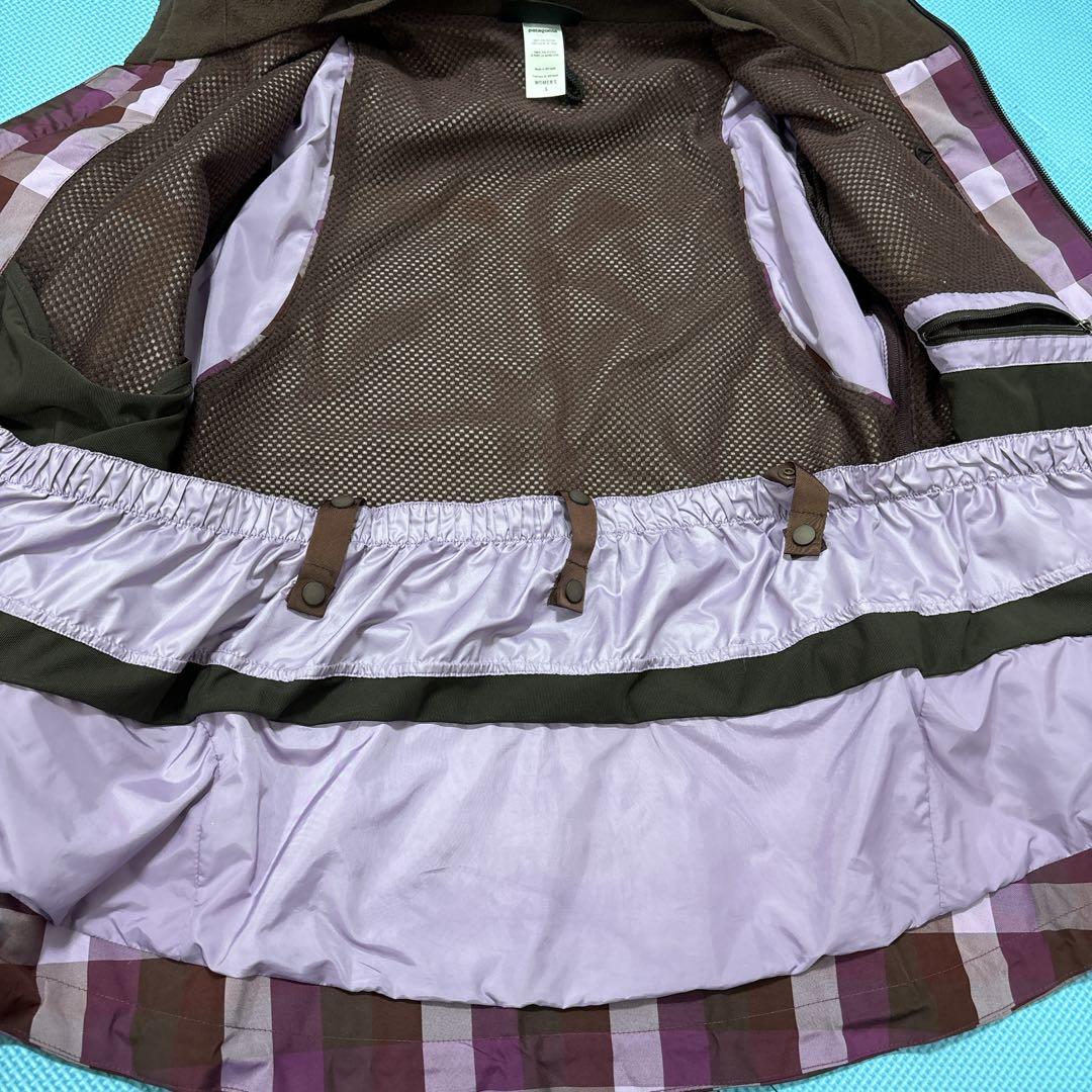 Patagonia フード付きジャケット 紫茶チェック　マウンテンパーカー