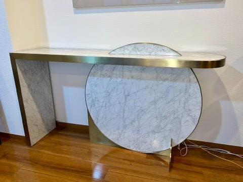 55万 西村心 ドバイ購入 大理石 コンソールテーブル 飾り棚 白